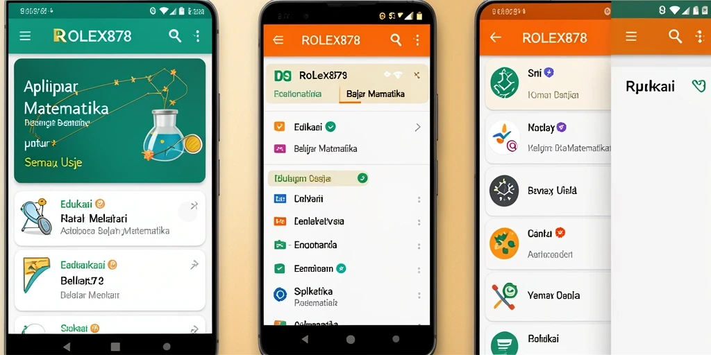 Antarmuka interaktif aplikasi Belajar Matematika ROLEX878.