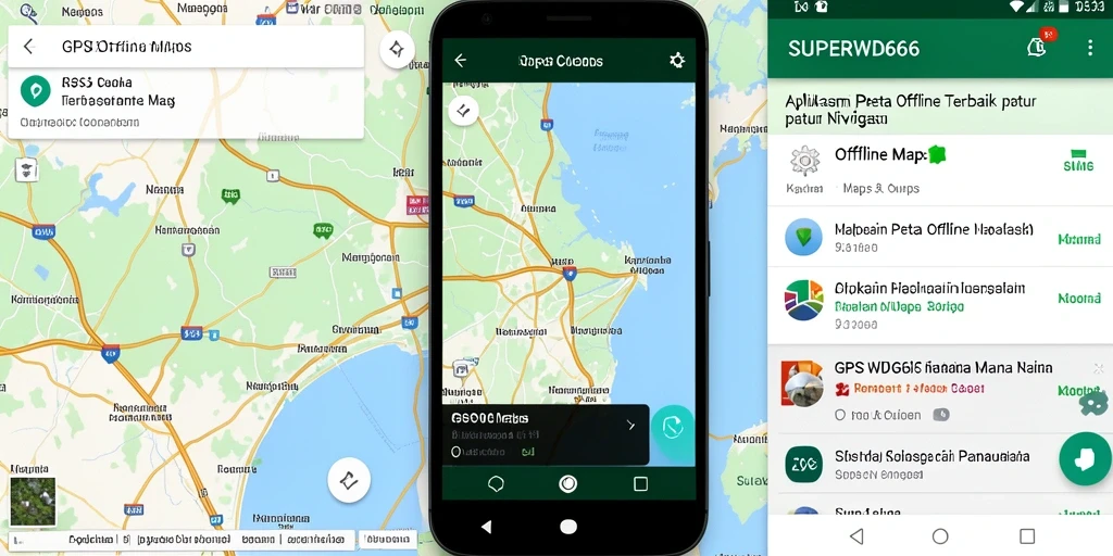 Tampilan antarmuka aplikasi GPS Offline Maps yang intuitif dan informatif.