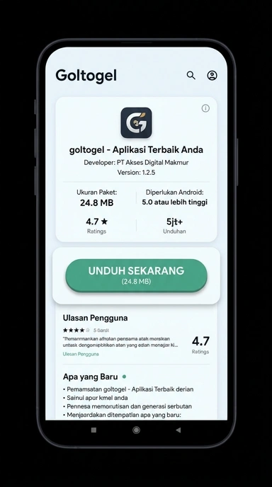 Tampilan halaman APK goltogel