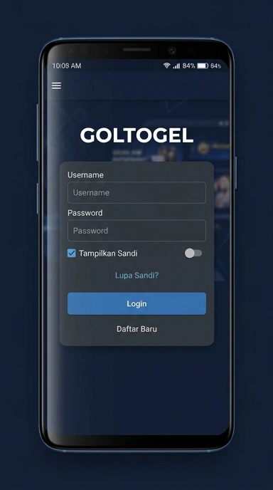 Tampilan halaman login goltogel