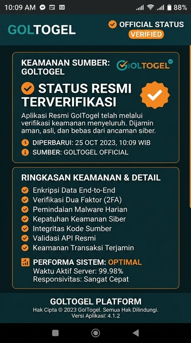 Tampilan kanal resmi goltogel